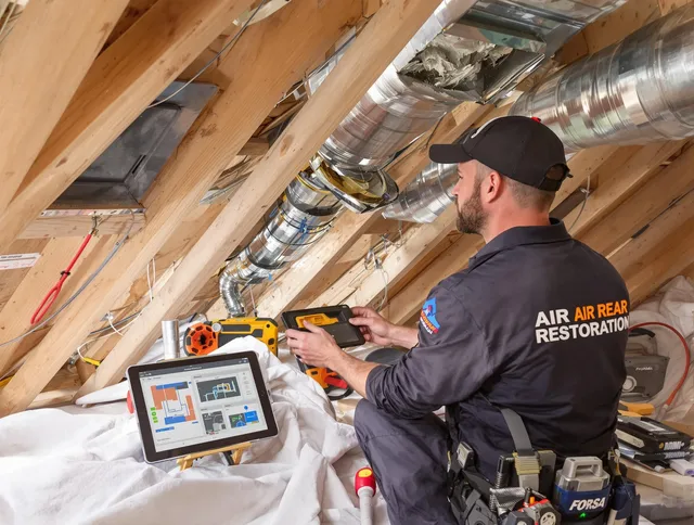 Dartmouth Air Duct Cleaning technician performing precise duct repair work in Dartmouth