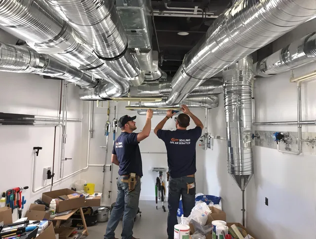 Dartmouth Air Duct Cleaning technician applying professional duct sealing solutions in Dartmouth