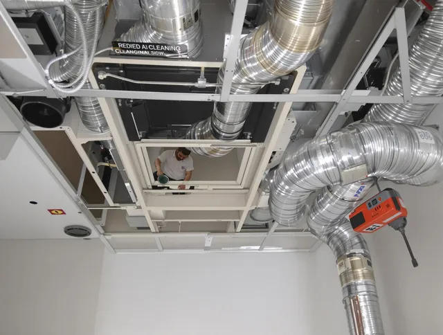 Dartmouth Air Duct Cleaning technician performing detailed central duct system cleaning in Dartmouth