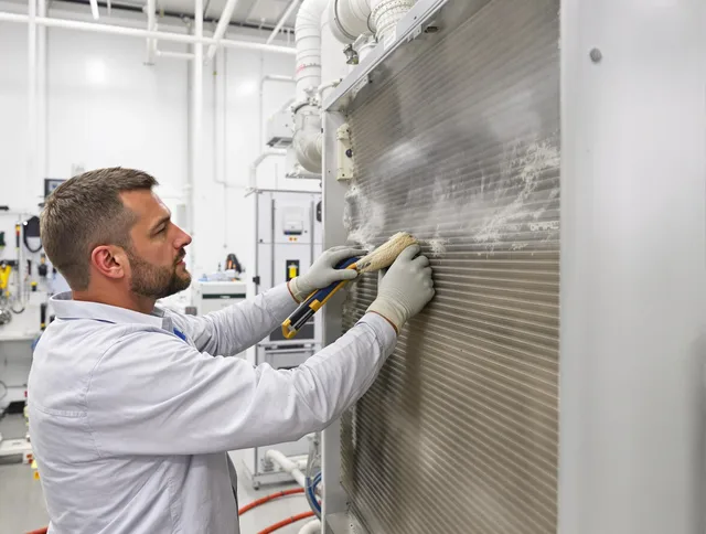 Dartmouth Air Duct Cleaning technician performing precision commercial coil cleaning at a Dartmouth business