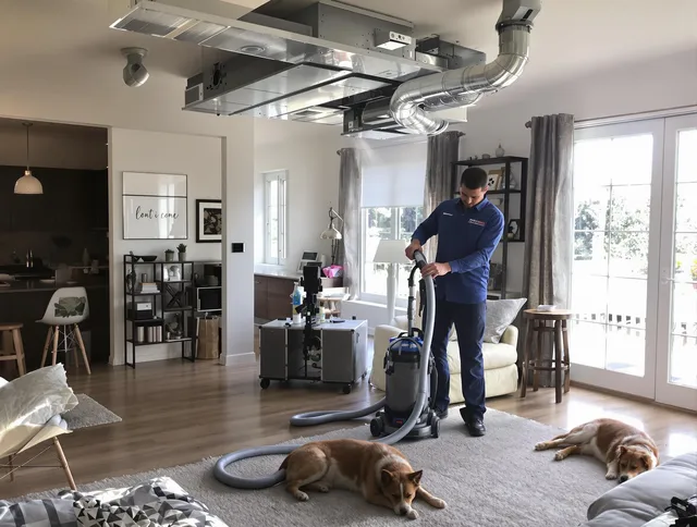 Dartmouth Air Duct Cleaning technician performing detailed indoor duct cleaning for improved air quality in Dartmouth