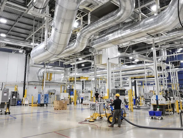 Dartmouth Air Duct Cleaning team performing comprehensive industrial duct cleaning at a large facility in Dartmouth